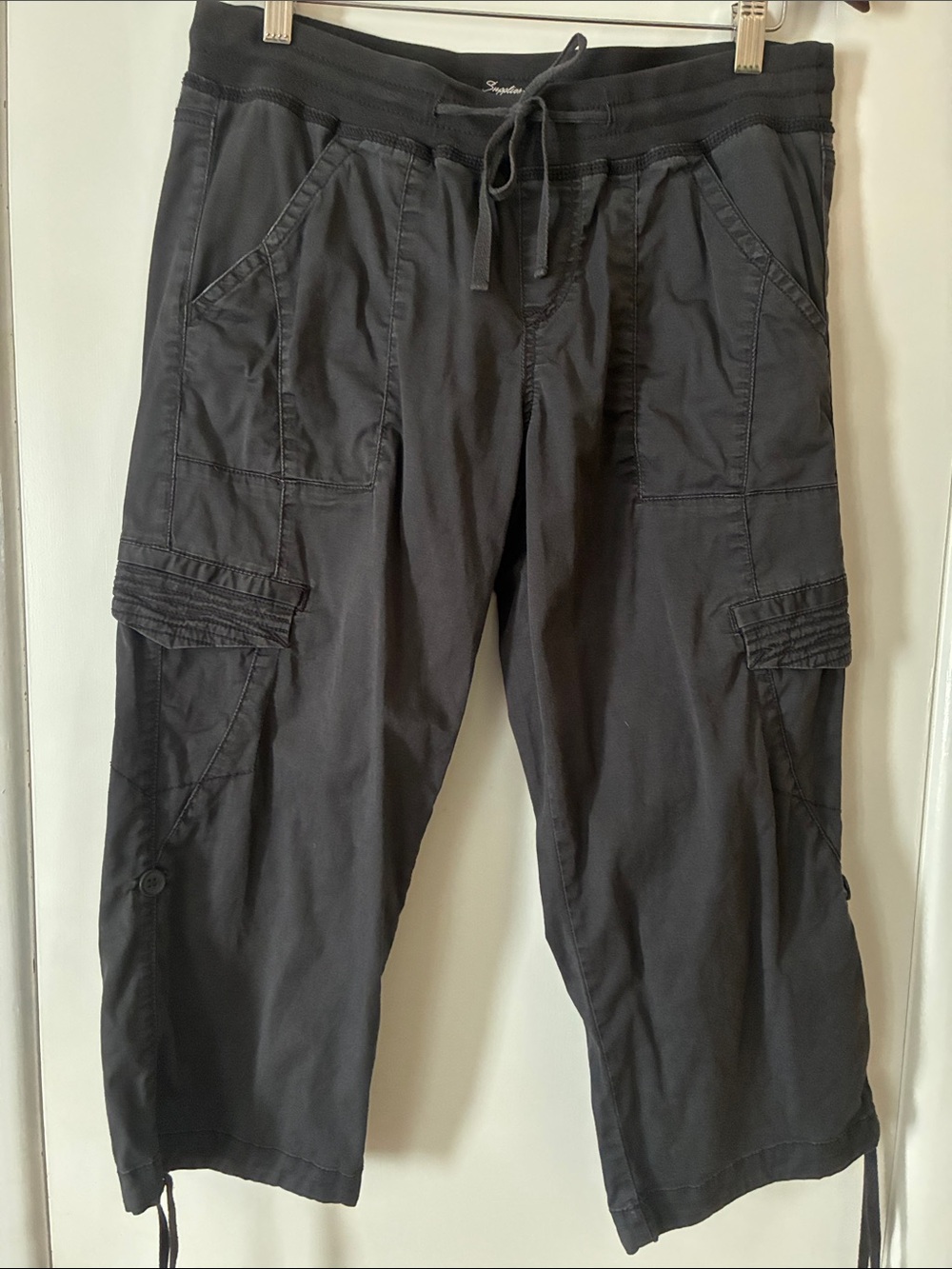Supplies by Union Bay Charcoal Gray Cargo Capri Pants - Drawstring Waist